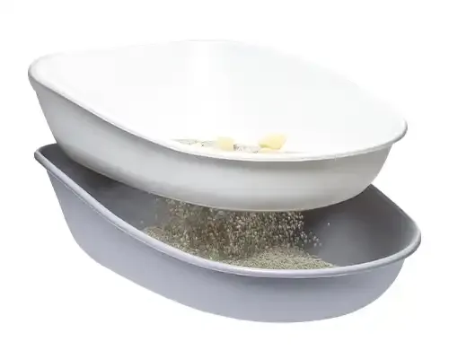 ظرف خاک گربه با توری تخلیه (تک لگن)